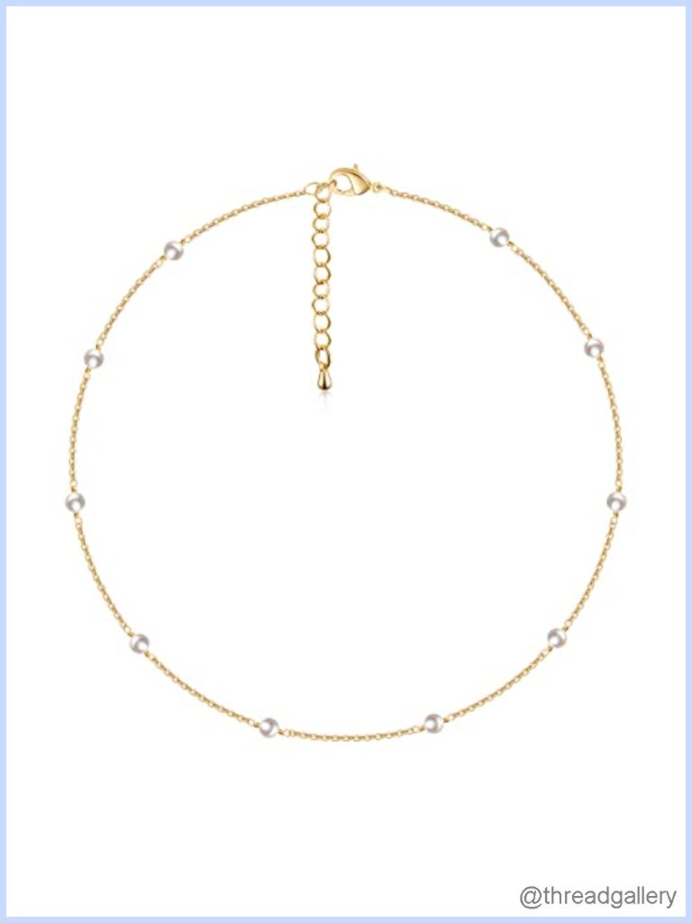 Pearl Choker Necklace 14K Gold Plated Beaded Chain Women Handmade Wedding